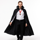 Adult Full Length Black Vampire Cape with High Collar